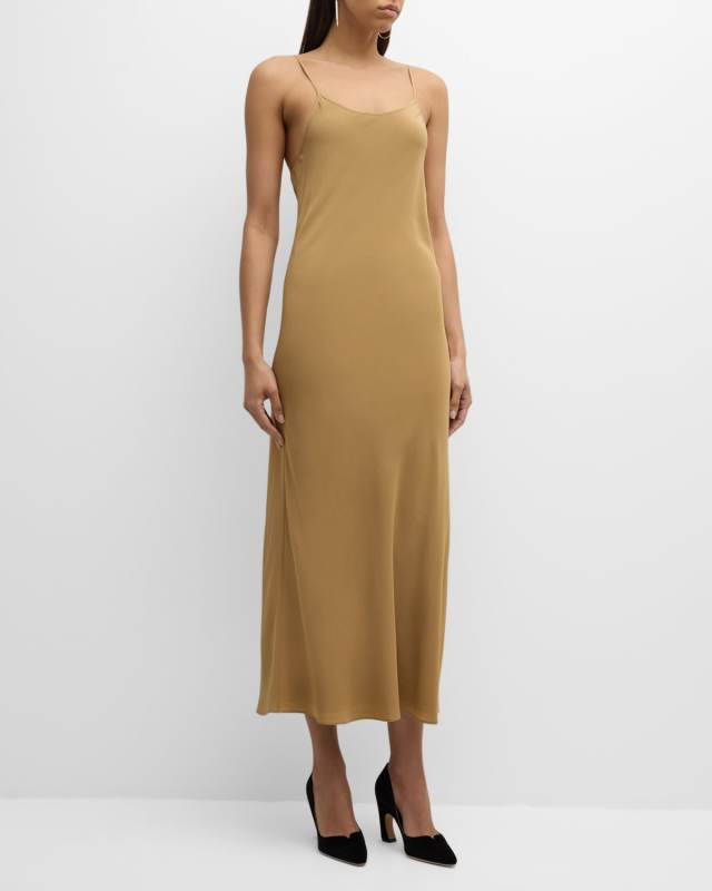 x Atelier Jolie Sleeveless Silk Maxi Slip Dress
